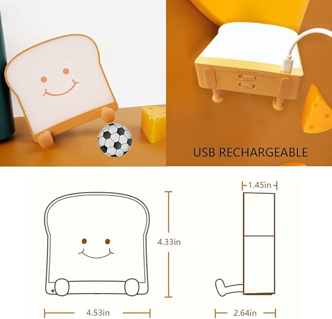 QANYI Toast Bread Night Light, Soft LED Toast Lamp - Image 6