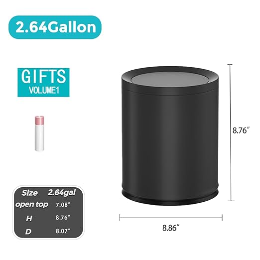 2.6 Gallon/10L Modern Metal Bathroom Trash Can - Image 7