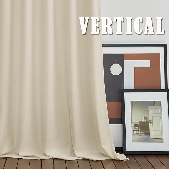 RYB HOME Beige Velvet Curtains 92 inches, Back Tab Soft Fabric Room Darkening - Image 6