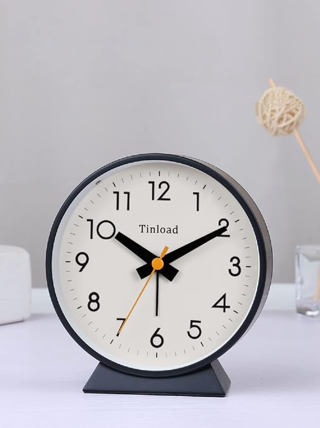 4.5" Battery Operated Antique Retro Analog Alarm Clock, Small Silent Bedside - Image 6