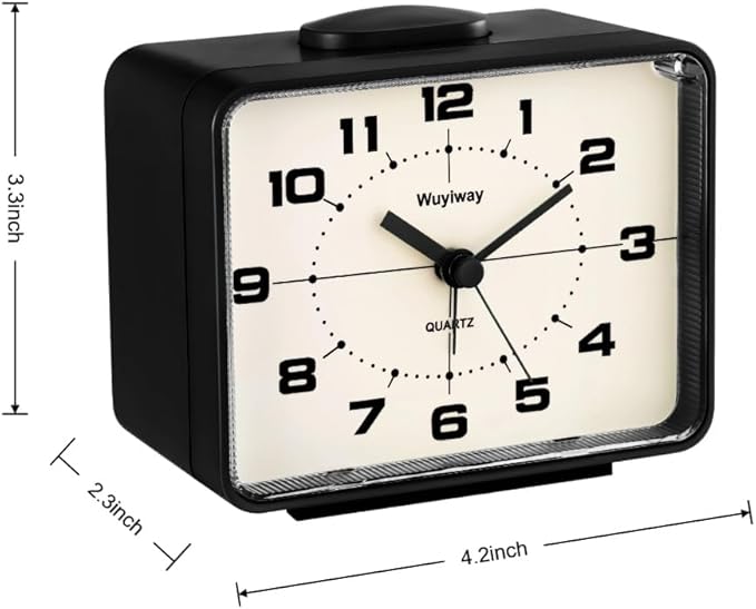 Retro Analog Alarm Clock, Battery Operated, Nightstand, Lighted on Demand and - Image 3