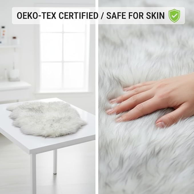 Super Area Rugs Gray & White Mix Sheepskin Rug Genuine Single 2x3ft Pelt Fluffy - Image 7