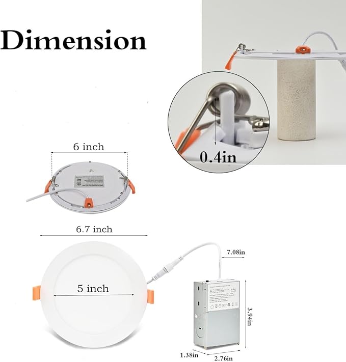 MKUJOO 12 Pack 6 Inch Ultra-Thin 5CCT LED Recessed Ceiling Light, Panel Light - Image 4