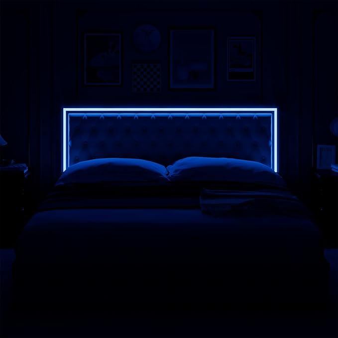 Keyluv Queen Upholstered LED Bed Frame - Image 8