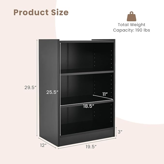 LOKO 3-Tier Open Bookcase Set of 2, Modern 3-Cube Bookshelf - Image 3
