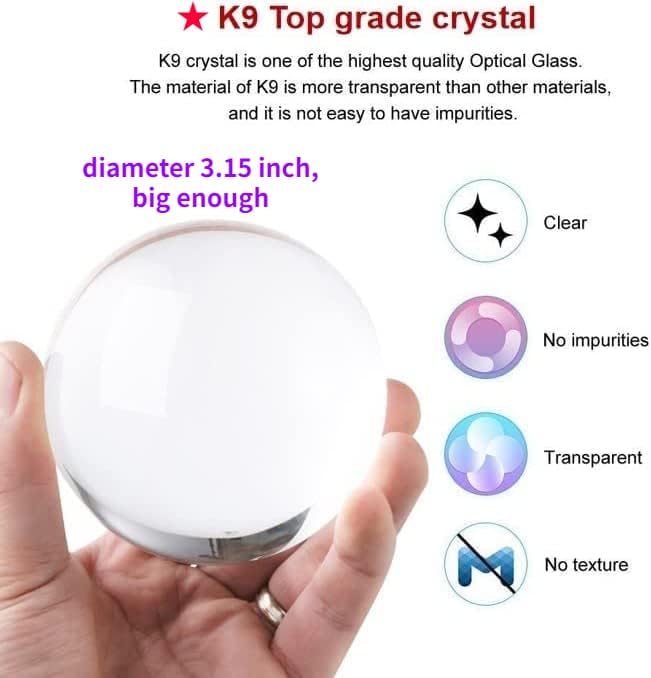 3D Rose Crystal Ball Lamp, 3.15 inch Crystal Ball Night Light - Image 8
