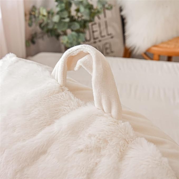 Holawakaka Large Faux Fur Bed Rest Pillow - Image 5