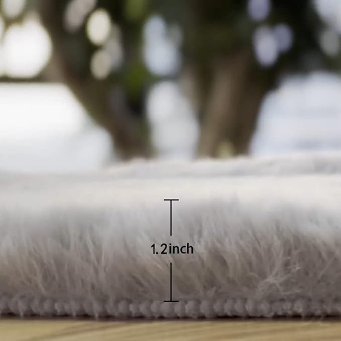 Grey Round Rug 3ft Machine Washable Shaggy Area Rugs - Image 2