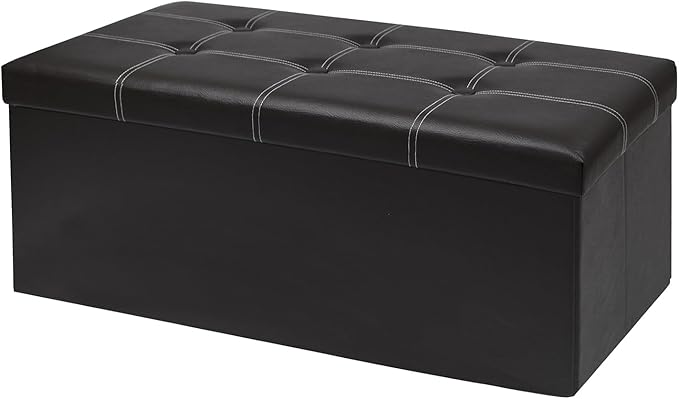 xupersodys 30 Inches Folding Storage Ottoman Bench, Faux Leather Footrest by Unknown