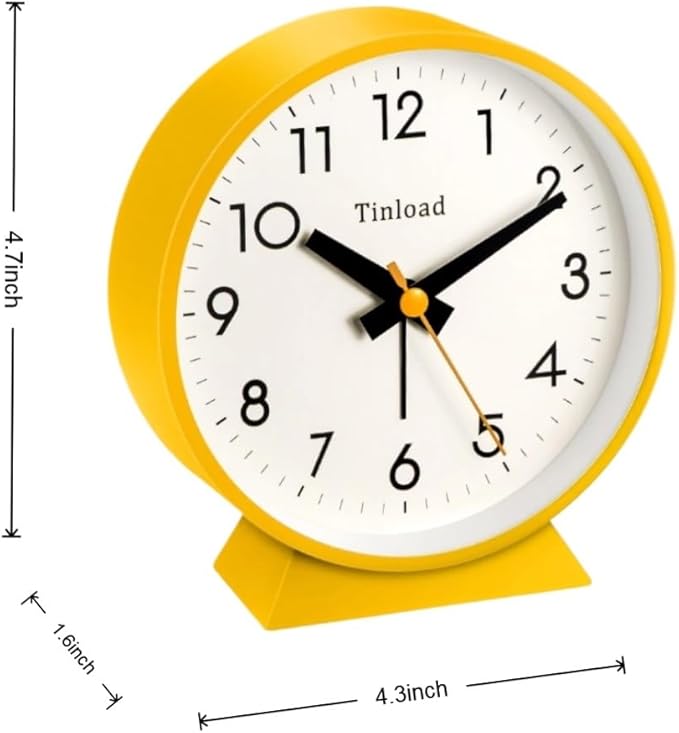 4.5" Battery Operated Antique Retro Analog Alarm Clock, Small Silent Bedside - Image 3