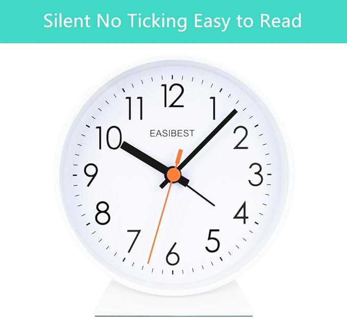 No Ticking Silent Alarm Clock, Ascending Sound, 1 AA Battery Operated, Snooze - Image 2