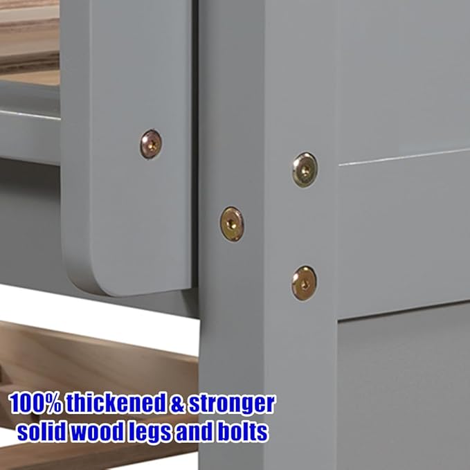 TSAMPA Latest Upgraded & Stronger Heavy Duty Solid Wood Full Over Full Bunk Bed - Image 5