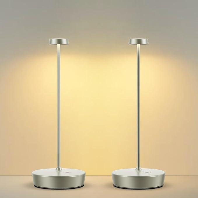 2Pack Cordless LED Table Lamp，Rechargeable Battery Desk Lamps, 3 Color Stepless by SIKEVHT
