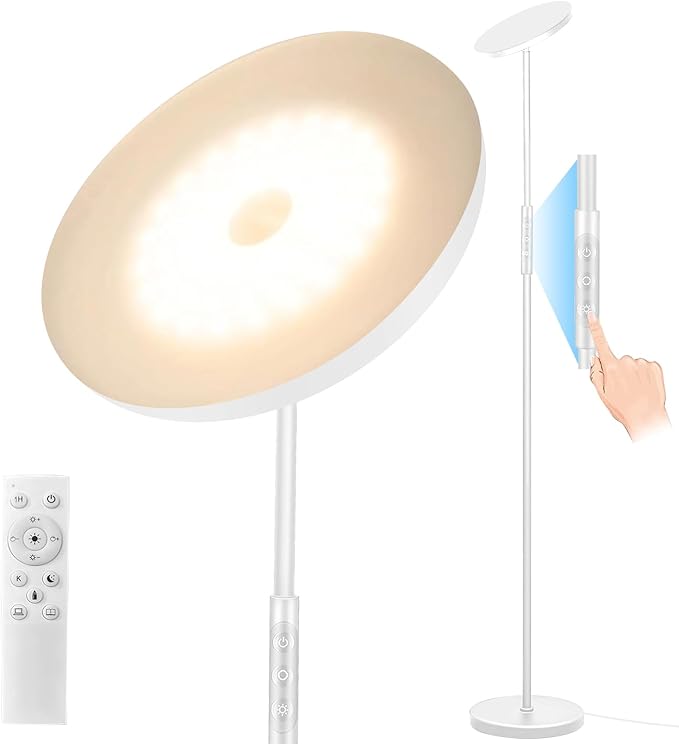 White Floor Lamp, 40W Super Bright Floor Lamps by Mukuxin