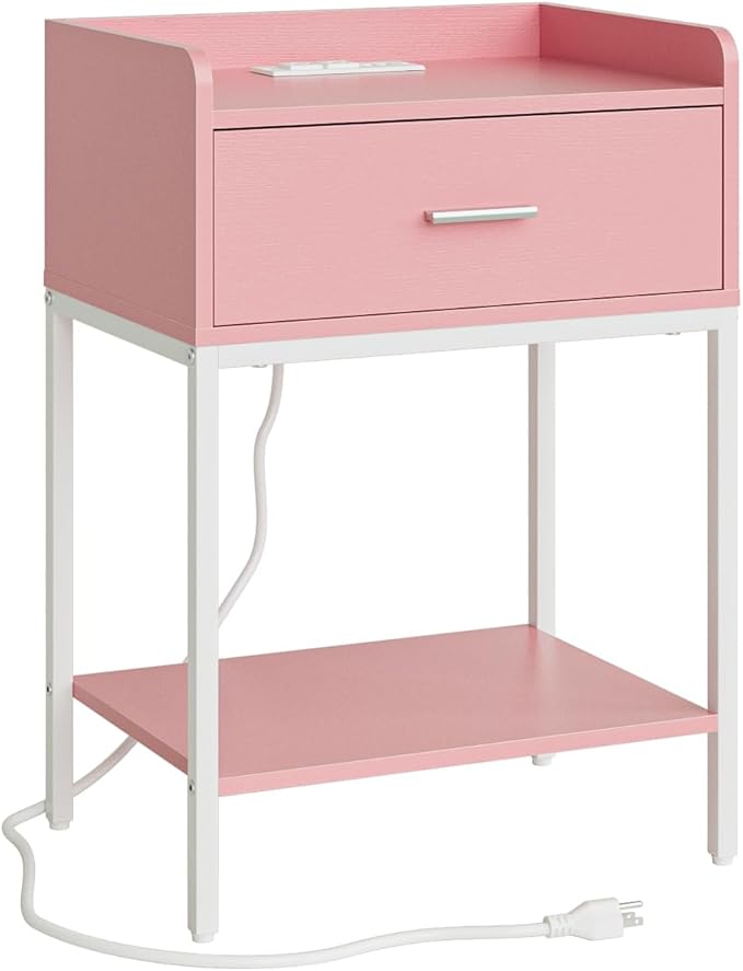 Masupu Nightstand with Charging Station, 3-Tier Modern Bedside Night Stand with - Image 8