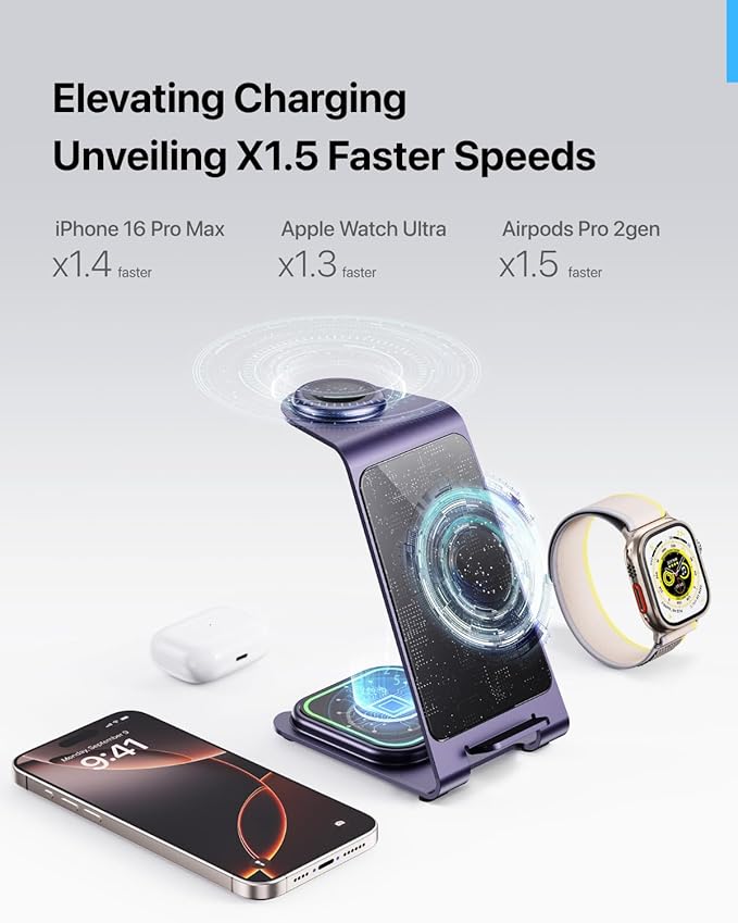 Intoval Aluminum 3 in 1 Wireless Charging Station - Image 8