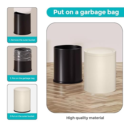 2.3 Gallon/9L White Round Trash Can - Image 5