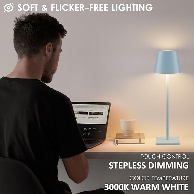 2 Packs Rechargeable LED Table Lamp, Outdoor Cordless Table Lamp Waterproof - Image 9