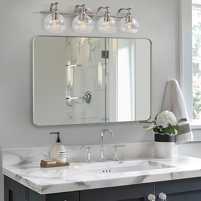 ANDY STAR Brushed Nickel Bathroom Mirror, 24”x40” Rounded Corner Rectangle - Image 9