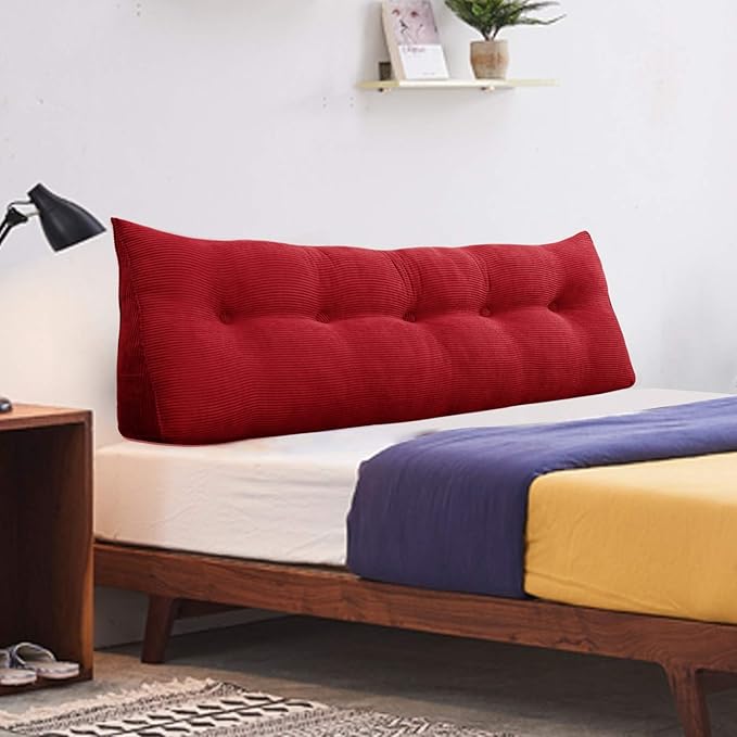 WOWMAX 100% Cotton Corduroy Headboard Pillow – Full Size Back Support Reading - Image 8