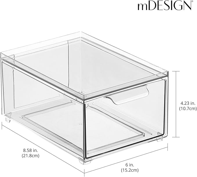 mDesign Plastic Bathroom Organizer Bin w/Pull Out Drawer - Image 3