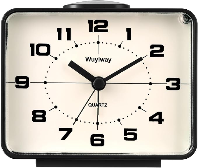Retro Analog Alarm Clock, Battery Operated, Nightstand, Lighted on Demand and by Unknown