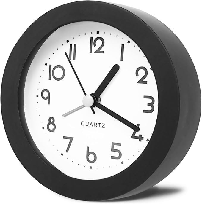 Alarm Clock with Backlight, 4 Inches Cute Analog Round Digital Quartz Clock by HIQU+and+HIST