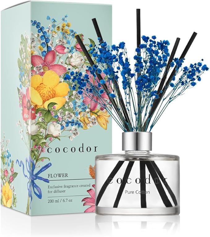 COCODOR Flower Reed Diffuser Set / 6.7oz / Pure Cotton/Scent Diffuser by Cocodor