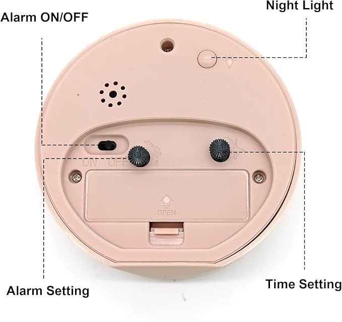 Alarm Clock with Backlight, 4 Inches Cute Analog Round Digital Quartz Clock - Image 3