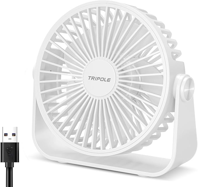 TriPole USB Desk Fan Portable Mini Fan Powerful 3 Speeds Wind Personal Desktop by TriPole