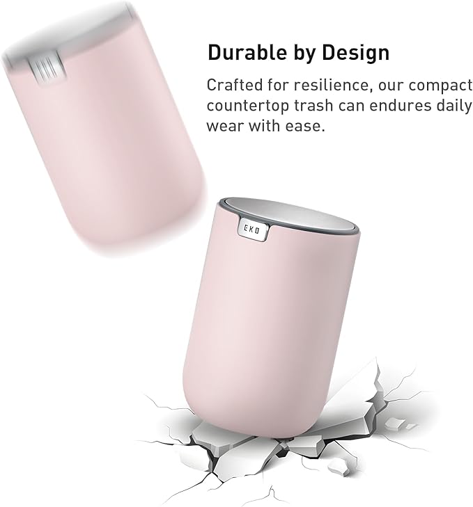 EKO Mini Desk Trash Can with Swing-Top Lid 0.4 Gallon Small Table Round - Image 5