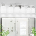 DIKAIDA 38" Bathroom Vanity Light, 6-Light Nickel Vanity Lights by DIKAIDALights