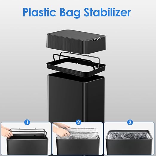 TLSUNNY 16 Gallon Automatic Trash Can, Stainless Steel Motion Sensor Garbage bin - Image 6