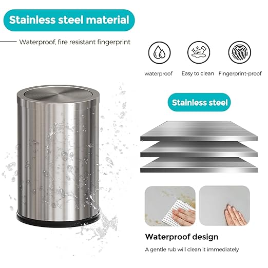 9L/2.4gallon Gold Bathroom Trash Can - Image 4