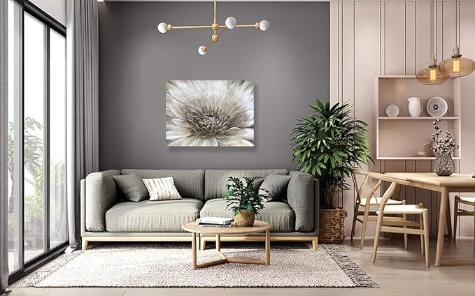 RICHSPACE ARTS Flower Wall Art in Neutral Beige Color Modern Rustic Farmhouse - Image 7