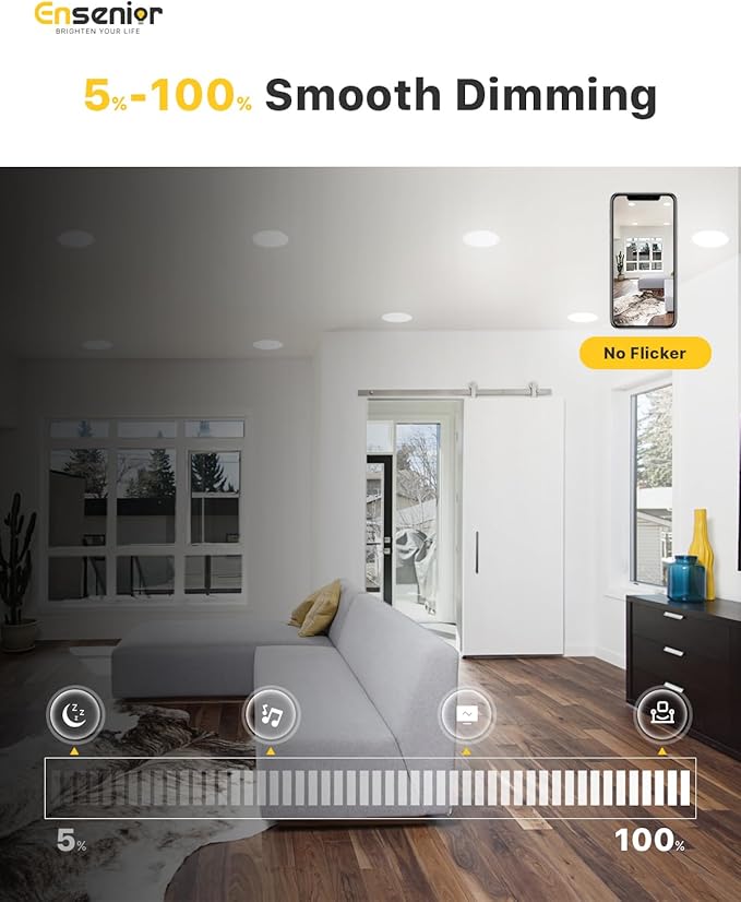Ensenior 12 Pack 4 Inch LED Recessed Ceiling Light, 5000K Daylight, 750LM 9W - Image 4