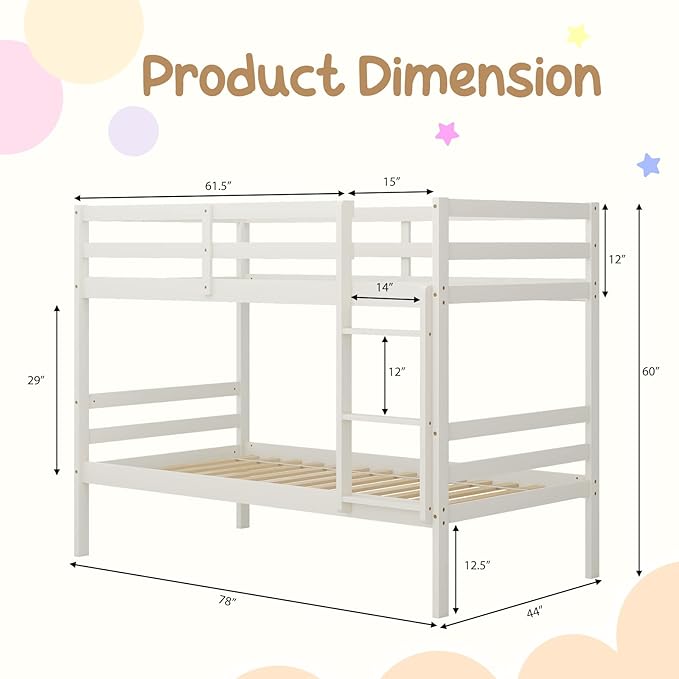 KOMFOTT Wood Bunk Bed Twin Over Twin, Bunk Bed - Image 2