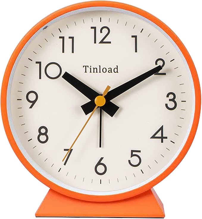 4.5" Battery Operated Antique Retro Analog Alarm Clock, Small Silent Bedside by Tinload