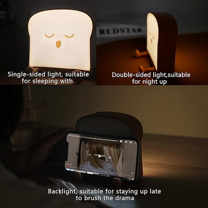 QANYI Cool Toast Bread Night Lamp, Desk Lamp Gifts - Image 2