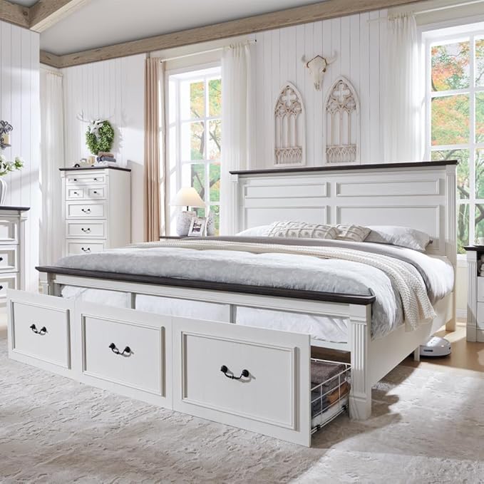 Farmhouse King Size Bed Frame by AITJUNZ