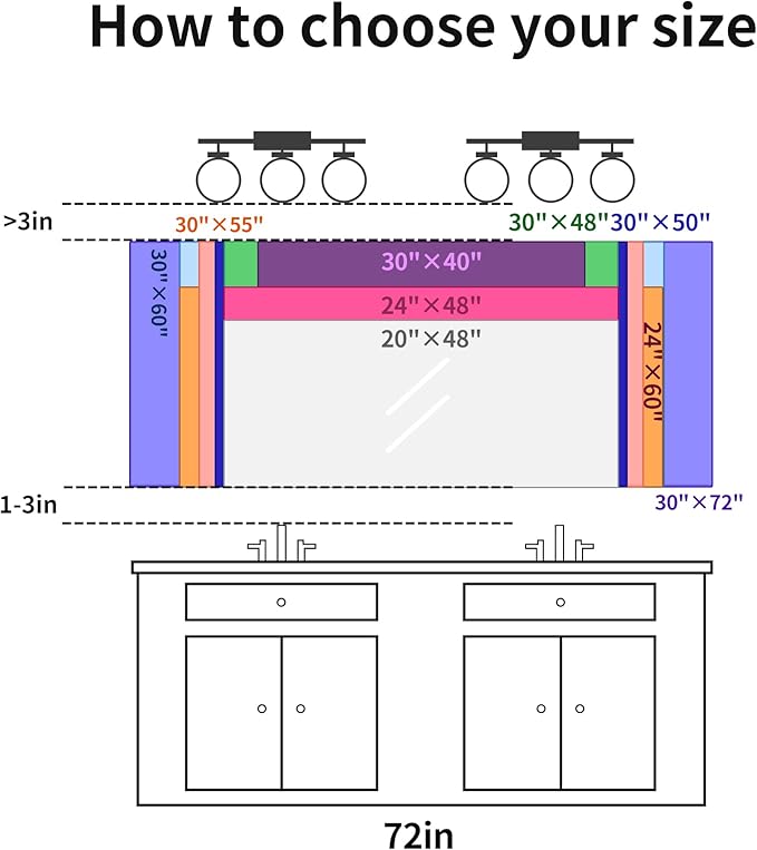48x24In Black Bathroom Mirror for Wall, Rectangle Mirrors - Image 8