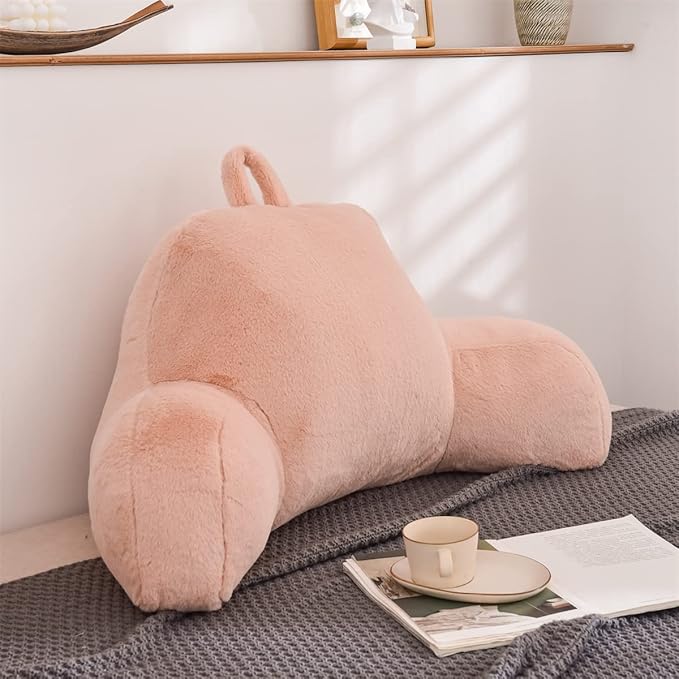 Holawakaka Large Faux Fur Bed Rest Pillow - Image 2