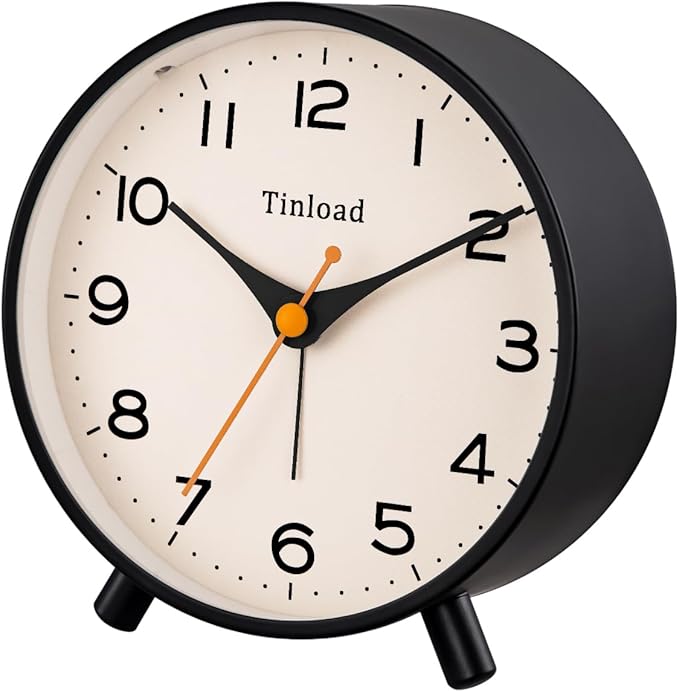 4.5" Antique Retro Analog Alarm Clock, Small Silent Bedside Desk Clock - Image 7