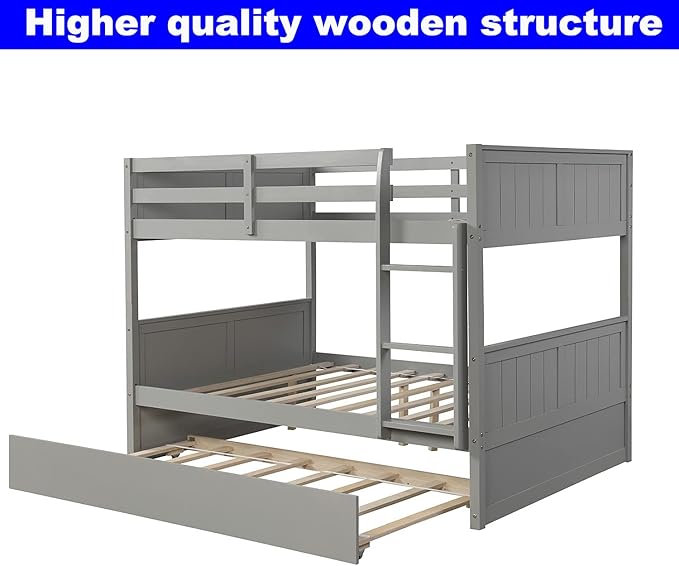 STERXONE Best Thicken Solid Wood Full Over Full Bunk Bed - Image 4