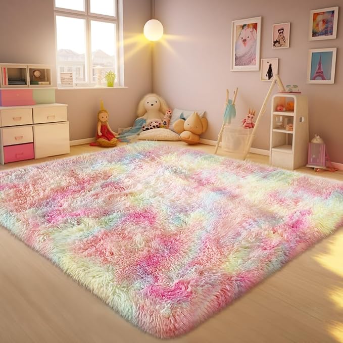 Ophanie Rainbow Rug for Bedroom Girls, Unicorn Colorful Fluffy Soft Cute Fuzzy by Ophanie