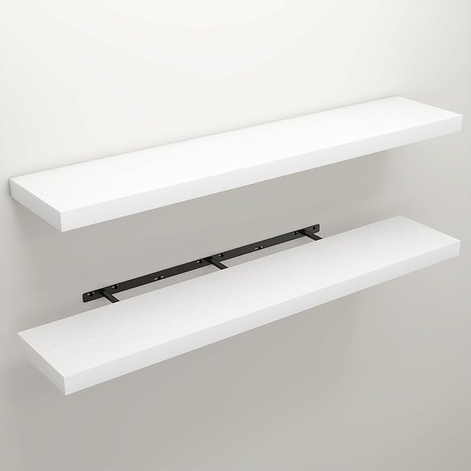 Floating Shelves for Wall, 9.3" Deep Wall Mounted Wood Shelves for Bathroom - Image 3