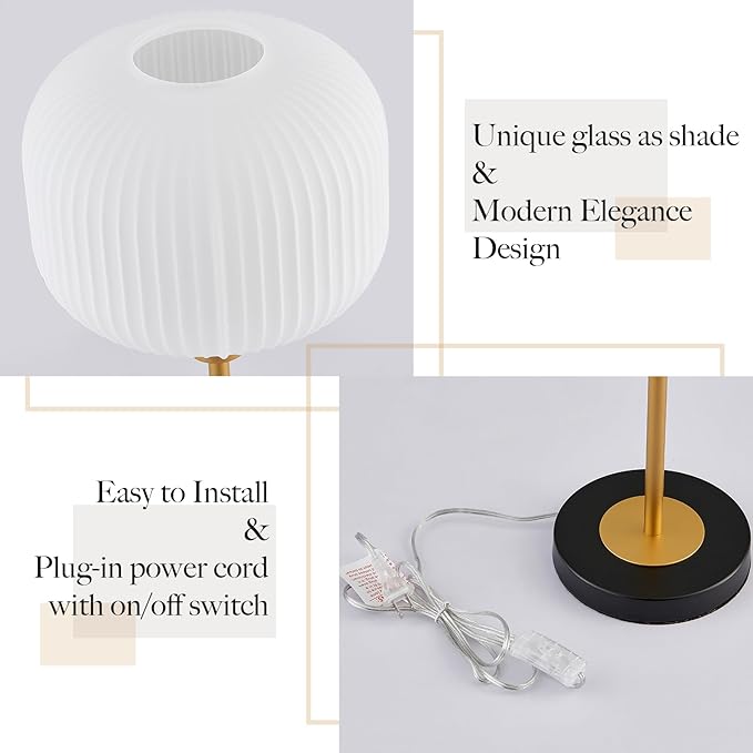 Industrial Table Lamps with Unique Glass Shade, Vintage Bedside Lamps - Image 3