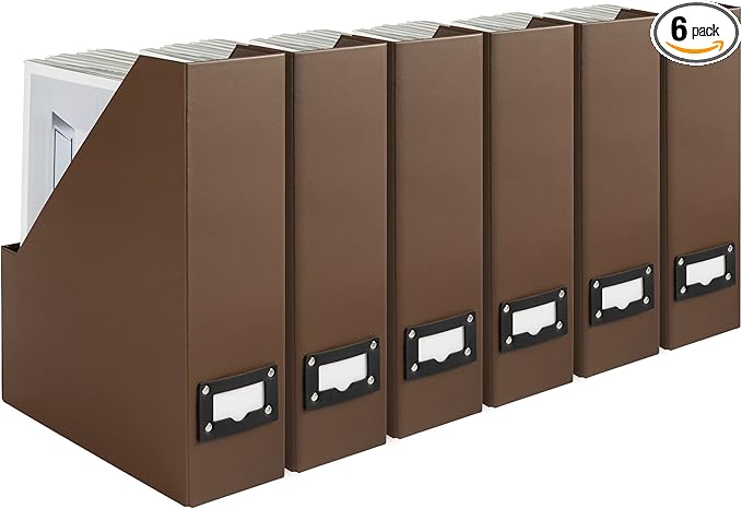 BLU MONACO Set of 6 Foldable Brown Magazine File Holders by Blu_Monaco