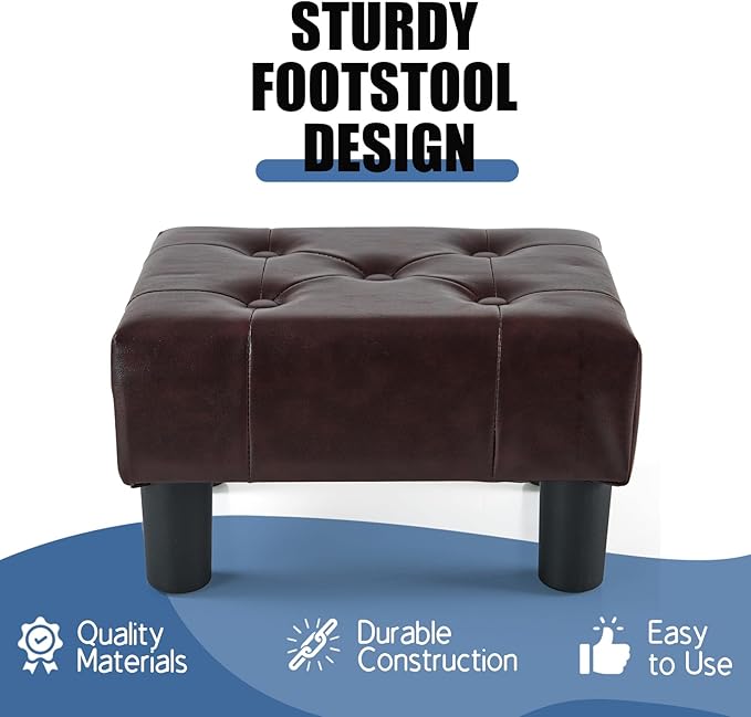 BRIAN & DANY Small Foot Stool, Leather Foot Stools - Image 4