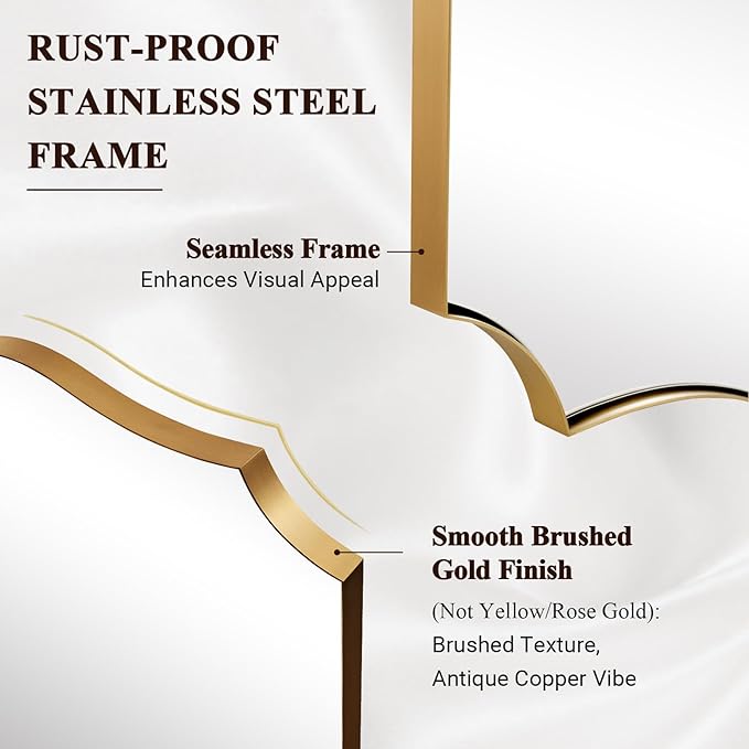 ANDY STAR Gold Vanity Mirror, 22x30 Inch Brushed Gold Mirror - Image 4